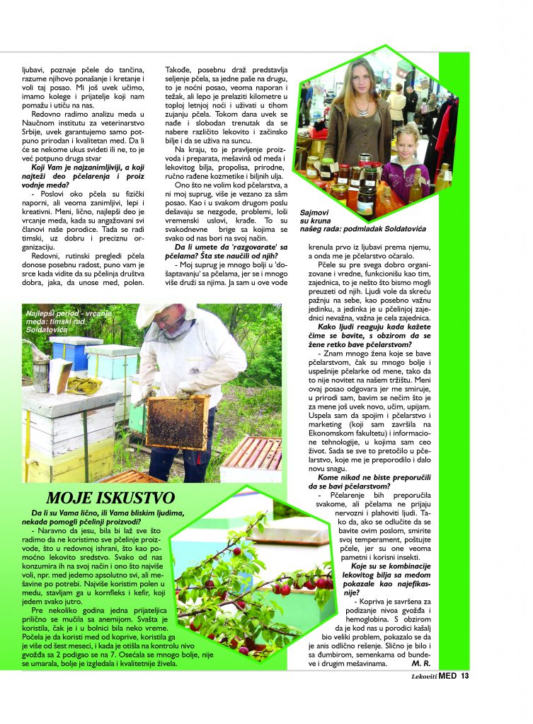 Časopis Lekoviti med br. 23 - priča o pčelarstvu Soldatovića
